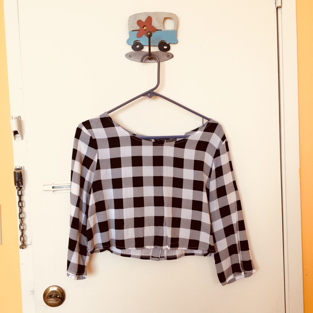 American Apparel Checked Crop Top